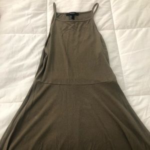 Olive Green Spaghetti Top Dress